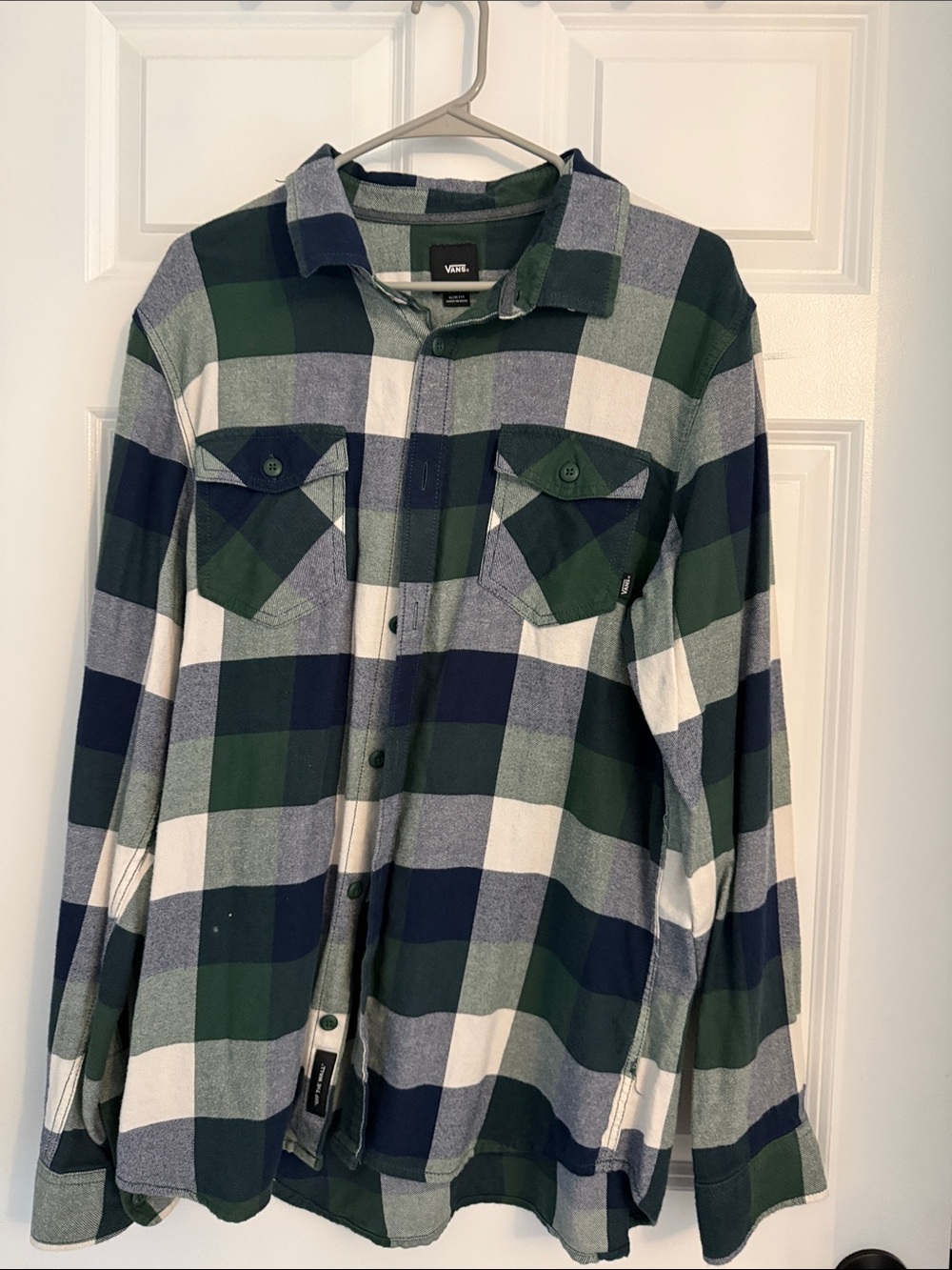 Vans Navy, Green & White Plaid Flannel Shirt